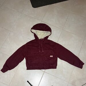 BDG Urban Outfitters Burgundy Hooded Utility Bomber Jacket Size Large